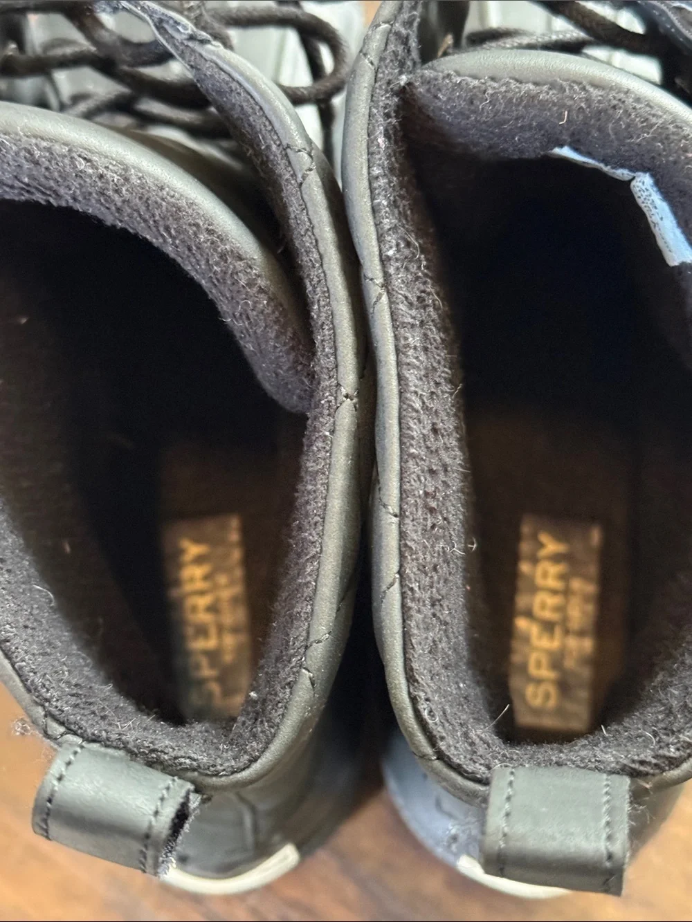 Sperry Black Lace-Up Rubber Duck Ankle Boots